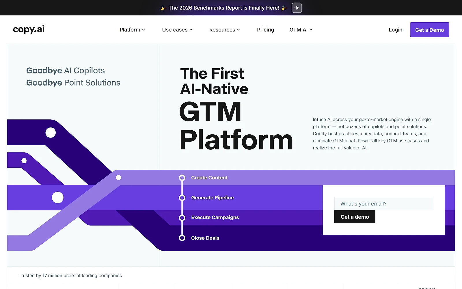 Copy.ai positioning as a go-to-market platform rather than a writing tool