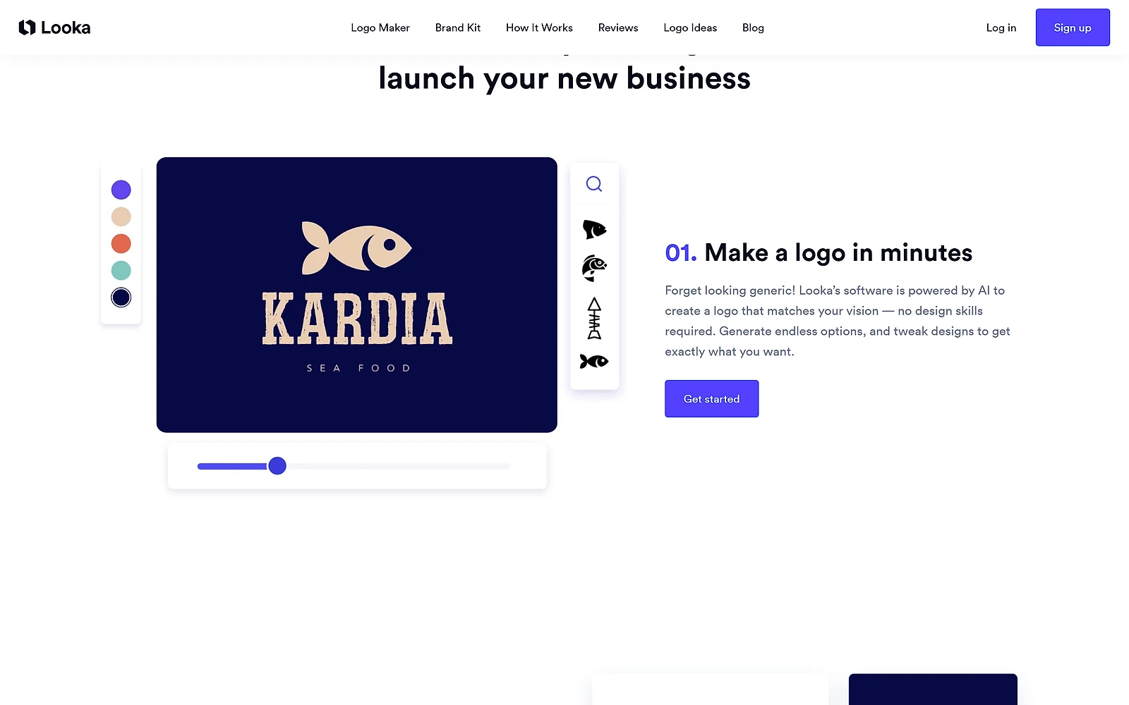 Looka brand kit showing the branded assets included with a subscription