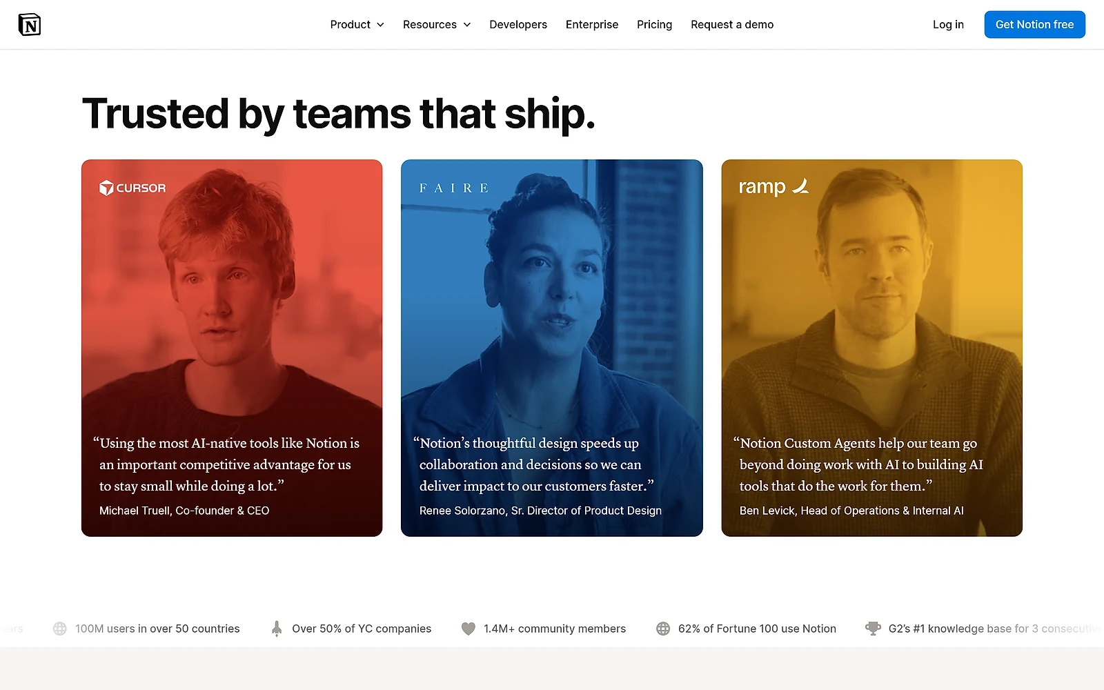 Notion positioning for scaling teams with enterprise search and admin controls