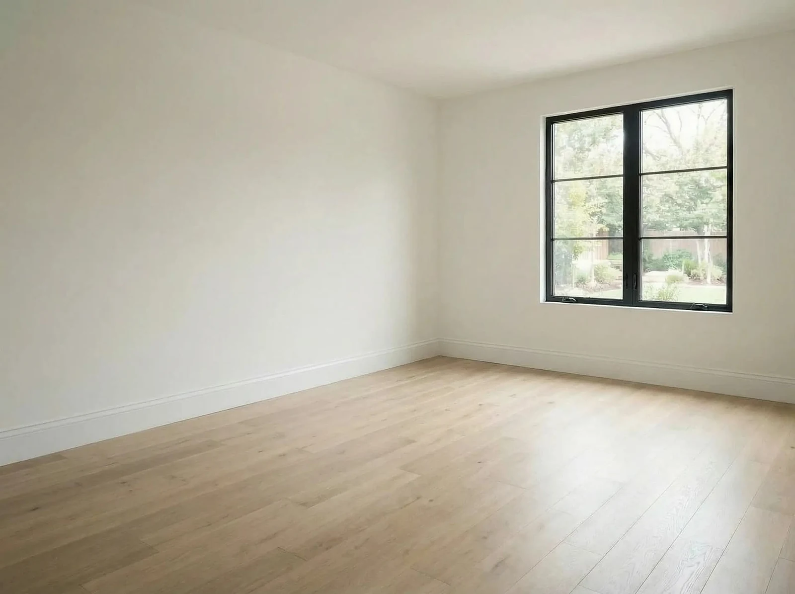 A ReimagineHome before and after showing an empty room virtually staged with furniture